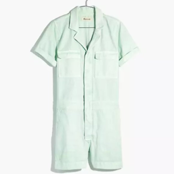 Madewell Pants - Madewell Denim Coverall Romper in Sea Foam Green